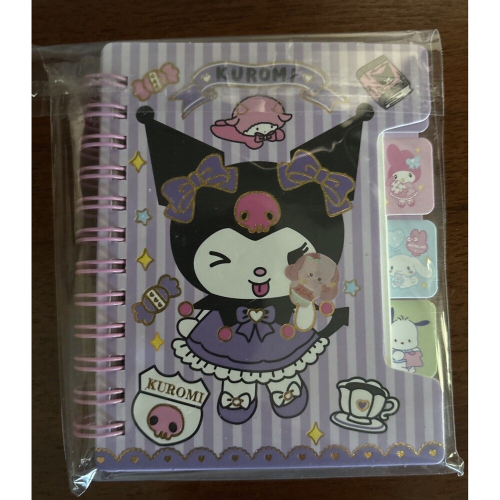 Sanrio Kuromi Spiral Notebook With Cute Dividers Purple